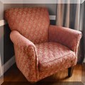 F19. Key City upholstered club chair. 77&rdquo;h x 35&rdquo;w x 40&rdquo;d 